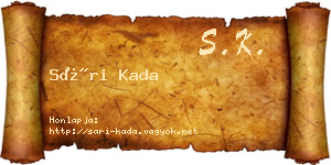 Sári Kada névjegykártya